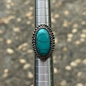 Vintage Boho Turquoise-Style Statement Ring Size 7.5